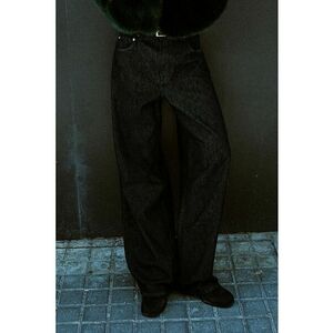 Blugi barrel cu talie joasa - Negru melange imagine