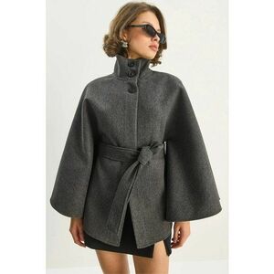 Palton Poncho inchidere cu cordon - gri carbune - fabricat din material sintetic imagine