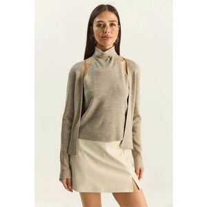 Bluze dama - bluza striata decupata - bej natural - tricot - imagine