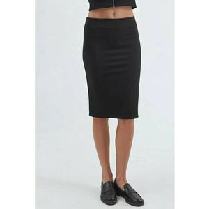 Fusta cu fanta si talie elastica - neagra imagine