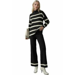 Set tricotat Pulover si Pantaloni cu dungi - Negru/Alb - Tricot - imagine