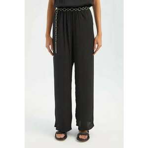 Pantaloni dama - cu talie inalta - croiala dreapta - negri - textil imagine