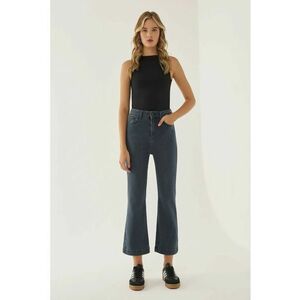 Blugi evazati dama bumbac/elastan - Denim albastru inchis - Albastru inchis imagine