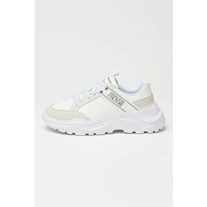 Pantofi sport cu talpa wedge si garnituri de piele ecologica - Alb murdar imagine