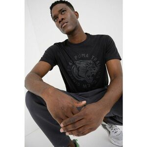 Tricou slim fit cu imprimeu grafic si logo pentru fitness - Gri/Negru imagine