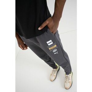 Men - Pantaloni de trening cu croiala conica si logo Ess Holiday - Gri carbune imagine