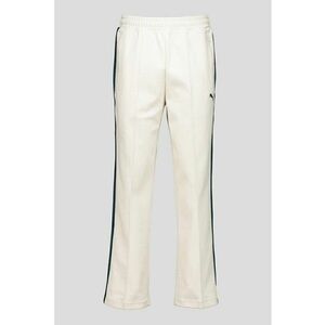 Pantaloni de treninig relaxed fit cu model jacquard si snururi de ajustare T7 - Alb fildes/Albastru petrol imagine