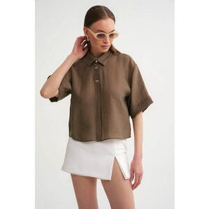 Camasa scurta cu accesorii din piatra - Maro imagine