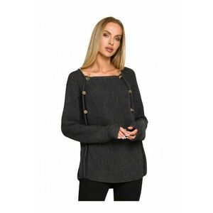 Pulover cu nasturi Acril - Gri - 654877 - Gri imagine