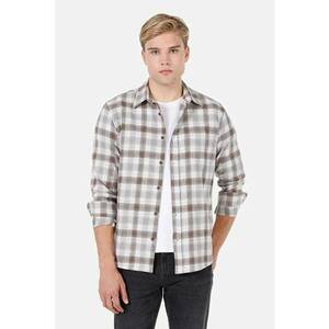 Camasa barbateasca regular fit - bumbac - maron - Maro imagine
