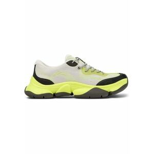 Pantofi sport low-cut de piele si material textil - Verde lime/Bej deschis imagine