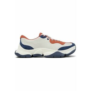 Pantofi sport uni de piele ecologica - Alb/Albastru imagine