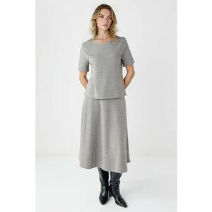 Fusta cu croiala pe bie si model houndstooth - Gri imagine