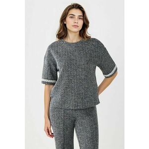Tricou uni cu aspect texturat - Gri inchis melange imagine
