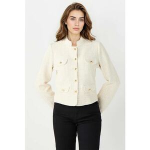 Sacou crop din tuid - Crem imagine