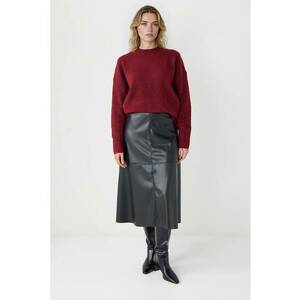 Fusta midi de piele ecologica - Negru imagine
