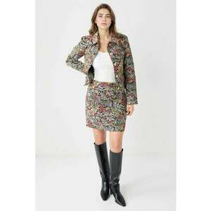Fusta mini dreapta cu model floral - Multicolor imagine