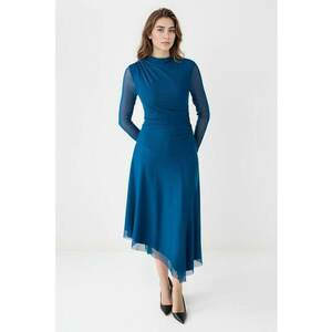 Rochie lunga asimetrica - Albastru petrol imagine