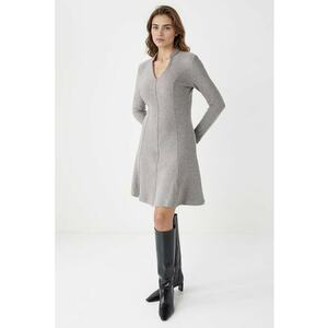 Rochie midi evazata - Gri deschis melange imagine