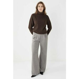 Pantaloni ampli cu pliu inversat - Gri deschis melange imagine