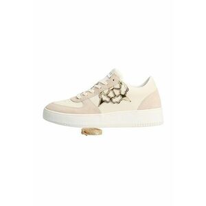 Pantofi sport de piele cu insertii de piele intoarsa - Alb fildes imagine