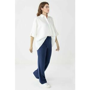 Pantaloni de catifea cu croiala ampla - Bleumarin imagine