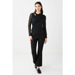 Bluza drapata cu maneci semitransparente - Negru imagine