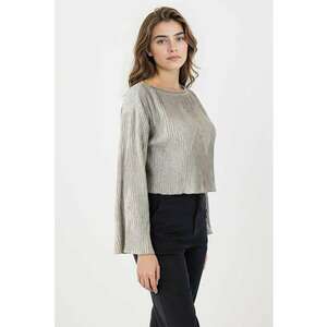 Bluza texturata cu maneci evazate - Grej imagine