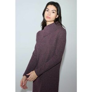Rochie din amestec de bumbac cu maneci lungi - Violet imagine