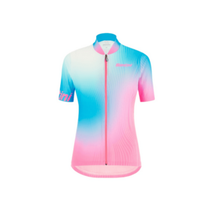 Tricou ciclism MTB dama Terra - Roz/Albastru imagine