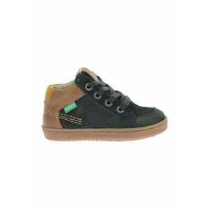 Pantofi sport mid-high din piele si piele intoarsa - Bej/Verde englez imagine