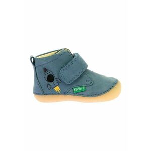 Pantofi din piele cu inchidere velcro - Albastru prafuit imagine