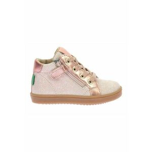 Pantofi sport mid-high din piele intoarsa cu aspect stralucitor - Auriu rose/Roz imagine