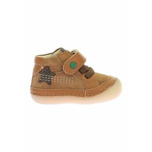 Pantofi din piele intoarsa si piele cu inchidere velcro - Caramel imagine