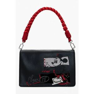 Geanta de piele ecologica cu maner si model Mickey Mouse - Rosu/Negru imagine