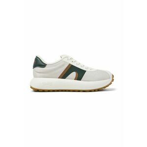 Pantofi sport de plasa cu insertii de material sintetic - Alb/Verde padure/Caramel imagine