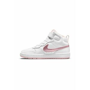 Pantofi sport mid-high cu insertii din piele Court Borough 2 - Alb optic/Roz prafuit imagine