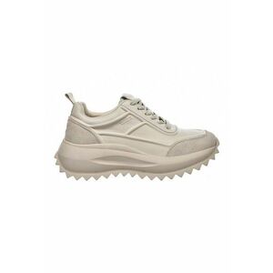 Pantofi sport wedge de piele si piele intoarsa - Bej imagine