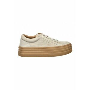 Pantofi sport flatform de piele intoarsa - Bej imagine