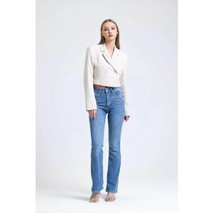 Blugi dama - evazati - talie inalta - denim - albastru imagine