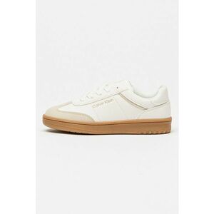 Pantofi sport low-cut din piele ecologica cu talpa wedge - Alb/Bej imagine