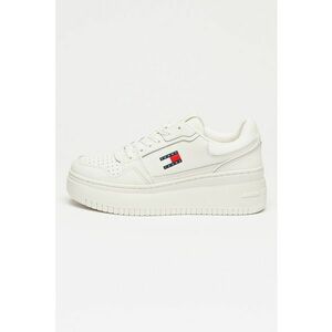 Pantofi sport low-cut din piele cu talpa wedge - Alb imagine