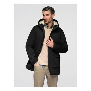Geaca lunga tip parka in stil sherpa OM-JAPJ-0316 - Negru imagine