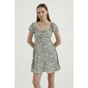 Rochie mini - decolteu rotund - maneci balon - neagra - jerseu imagine