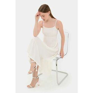 Rochie midi - bretele spaghete - straturi - alb - textil imagine