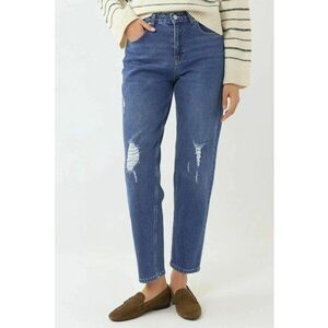 Blugi dama - slim fit - detalii distruse - denim albastru mediu imagine