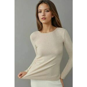 Bluza dama - maneca lunga - ivory natural - jerseu imagine
