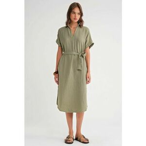 Rochie midi verde - cu maneca scurta - textil imagine