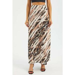 Fusta maxi dama - textil - talie inalta - animal print - multicolor imagine