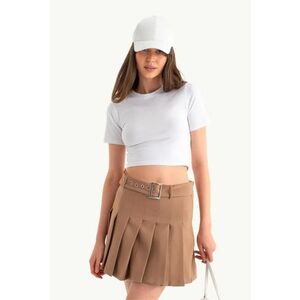 Tricou dama - crop basic - guler rotund - alb - jerseu imagine